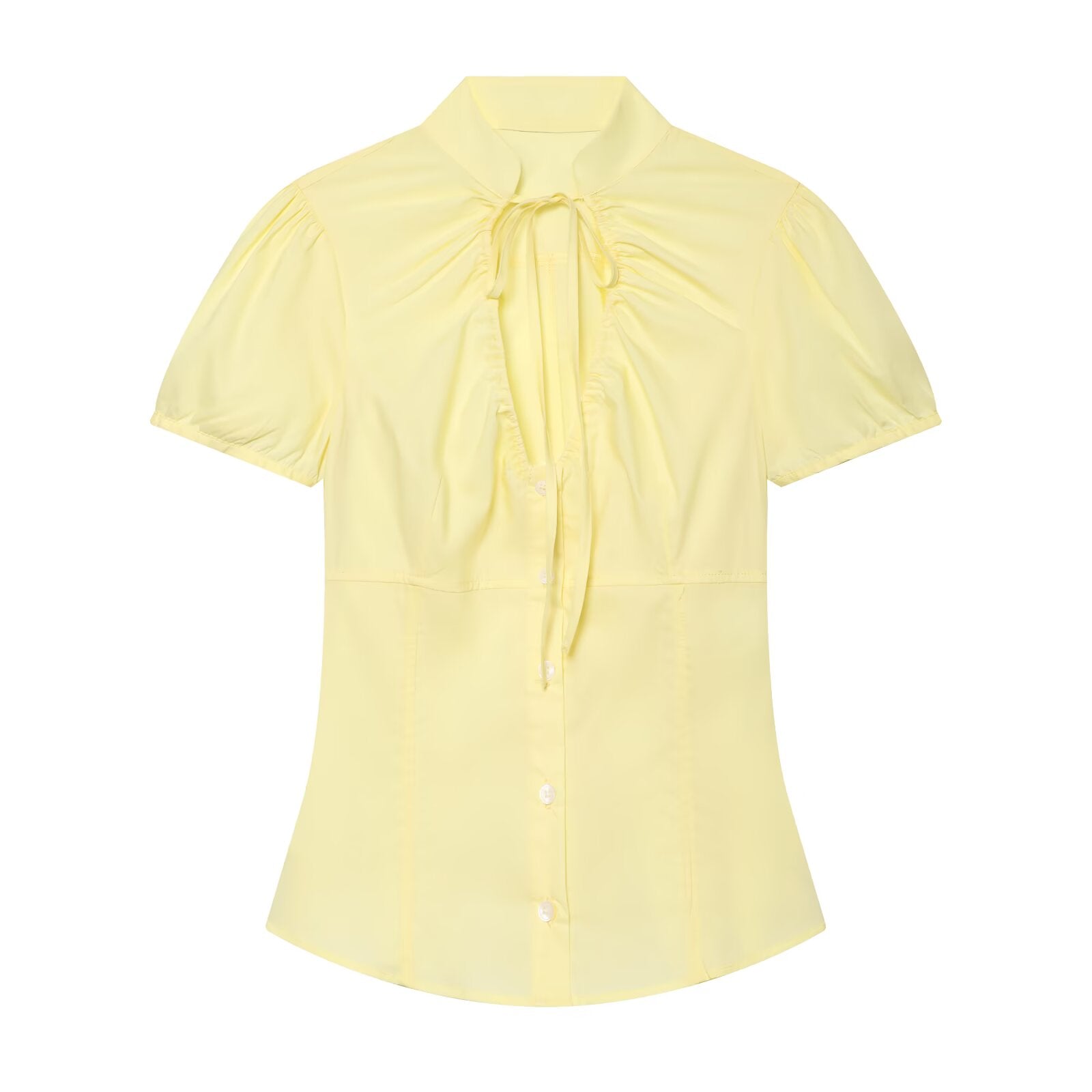 Women's bow decoration pleated poplin top