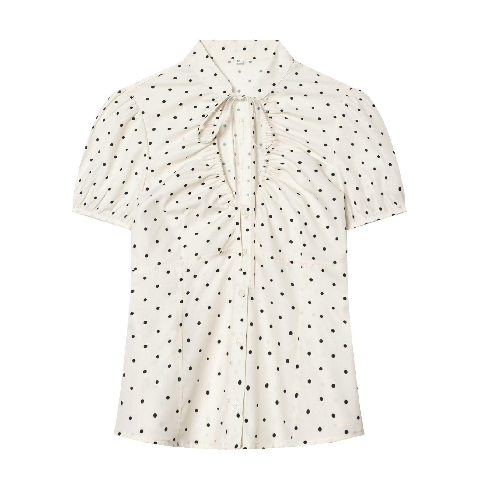 Women's bow decoration pleated poplin top