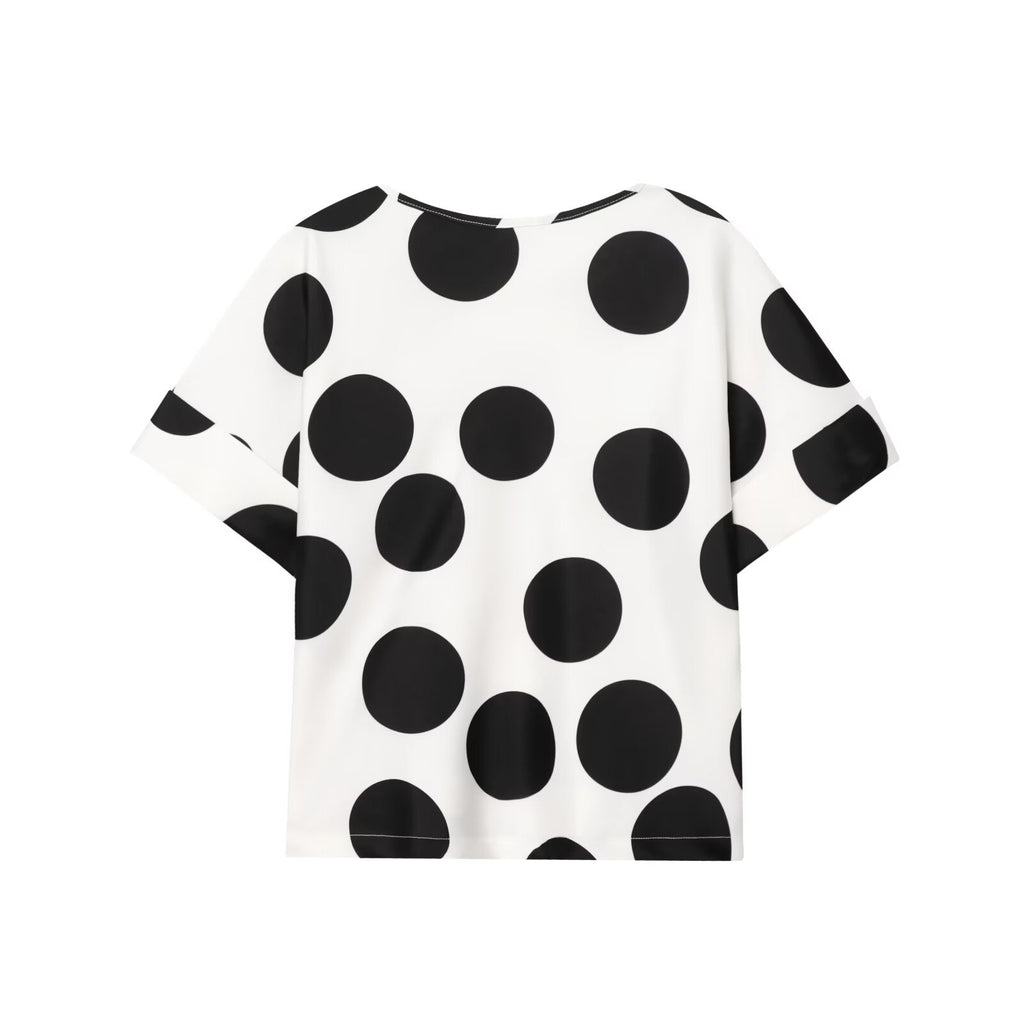 suit Women's 2 pieces O Neck short sleeved polka dot top+Pants