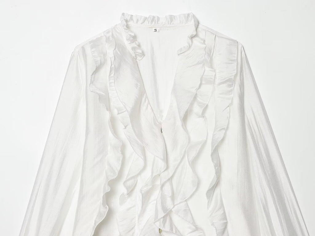 Women's layered decorative V-neck shirt