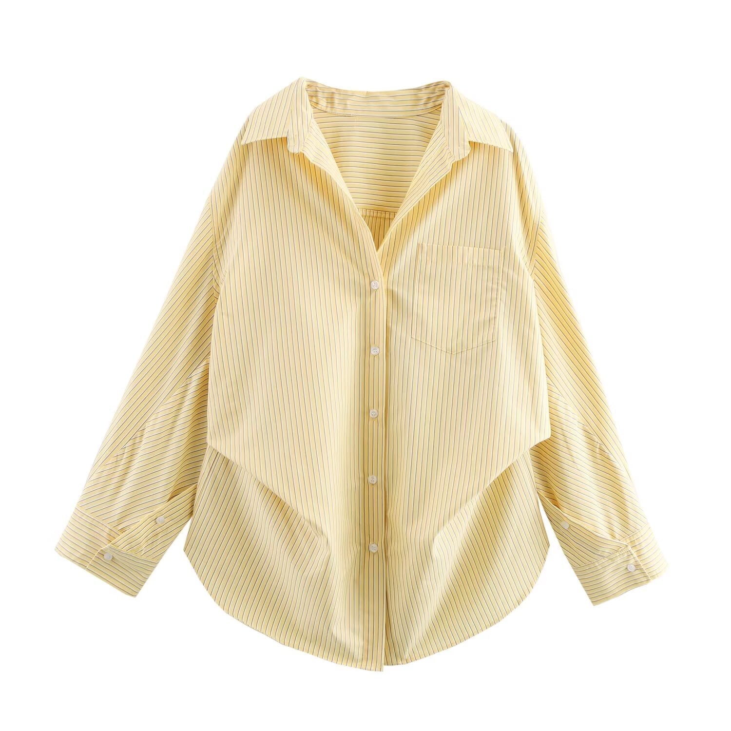 Women's' New Fashion Loose Single breasted casual Bat sleeved Poplin Shirt