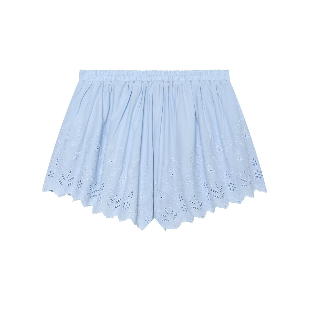 suit Women's 2 pieces embroidered suspender top+shorts