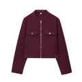 Women's 2025 fashion short soft texture long sleeved jacket Coat