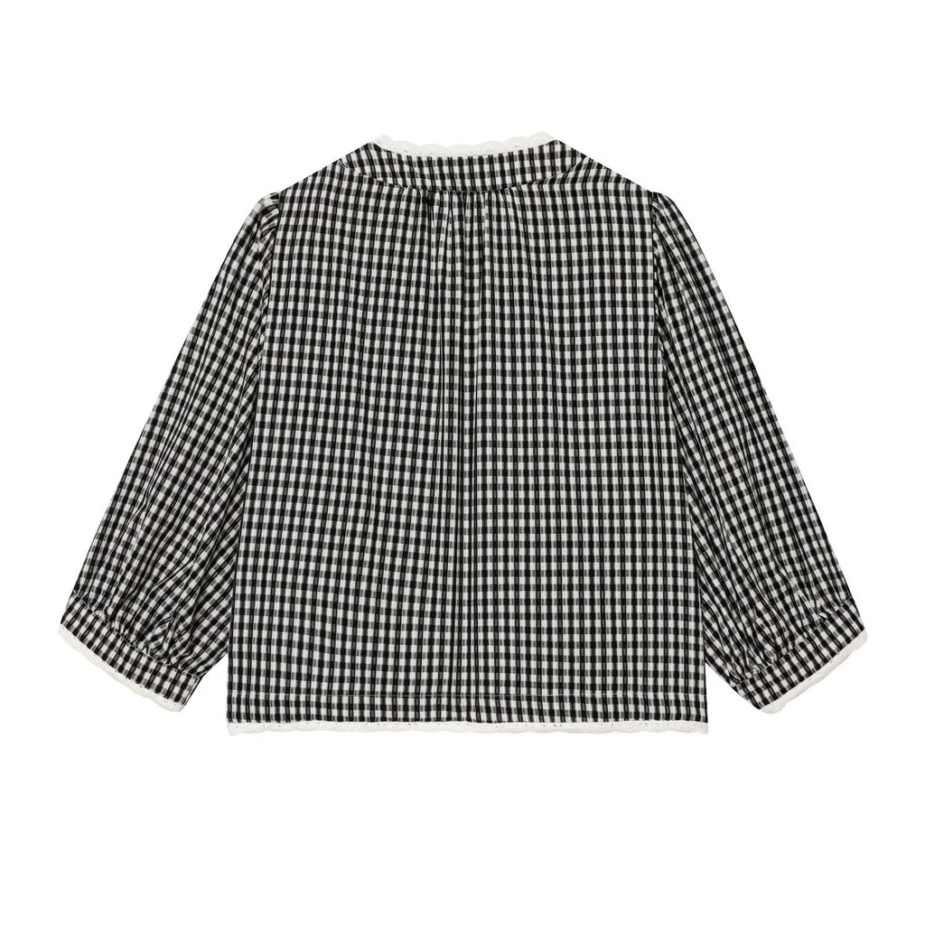 Women's crochet spliced short plaid Coat