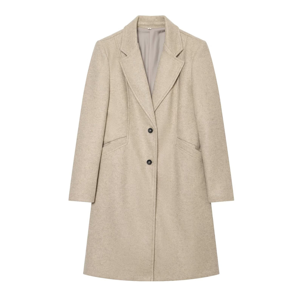 Women's with shoulder pads long style soft textured coat