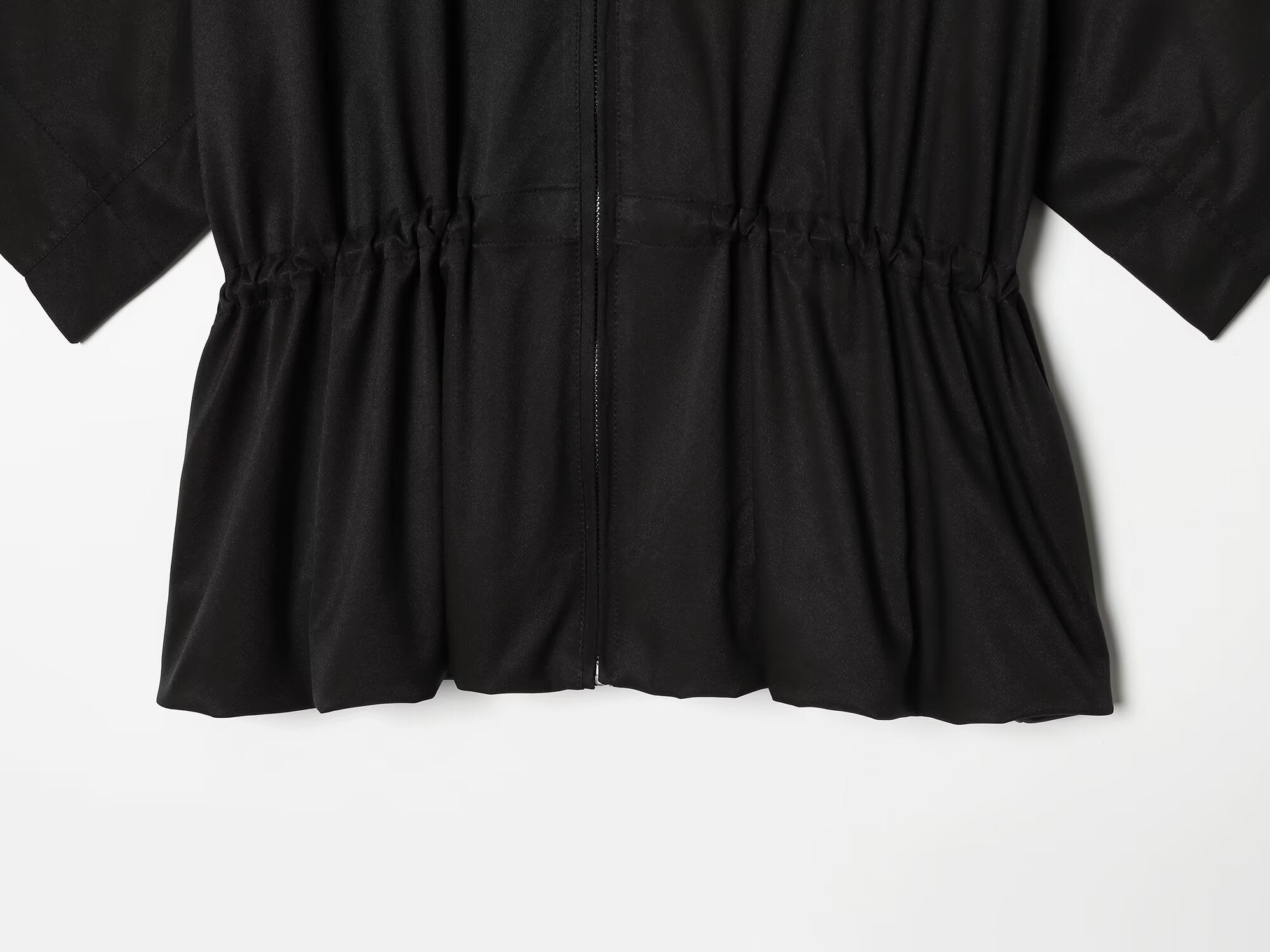 Women's O-Neck zipper short sleeved puffy Coat