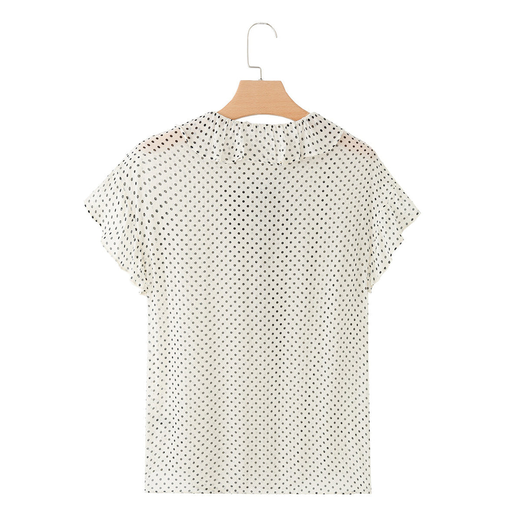 Women's bow decoration polka dot shirt