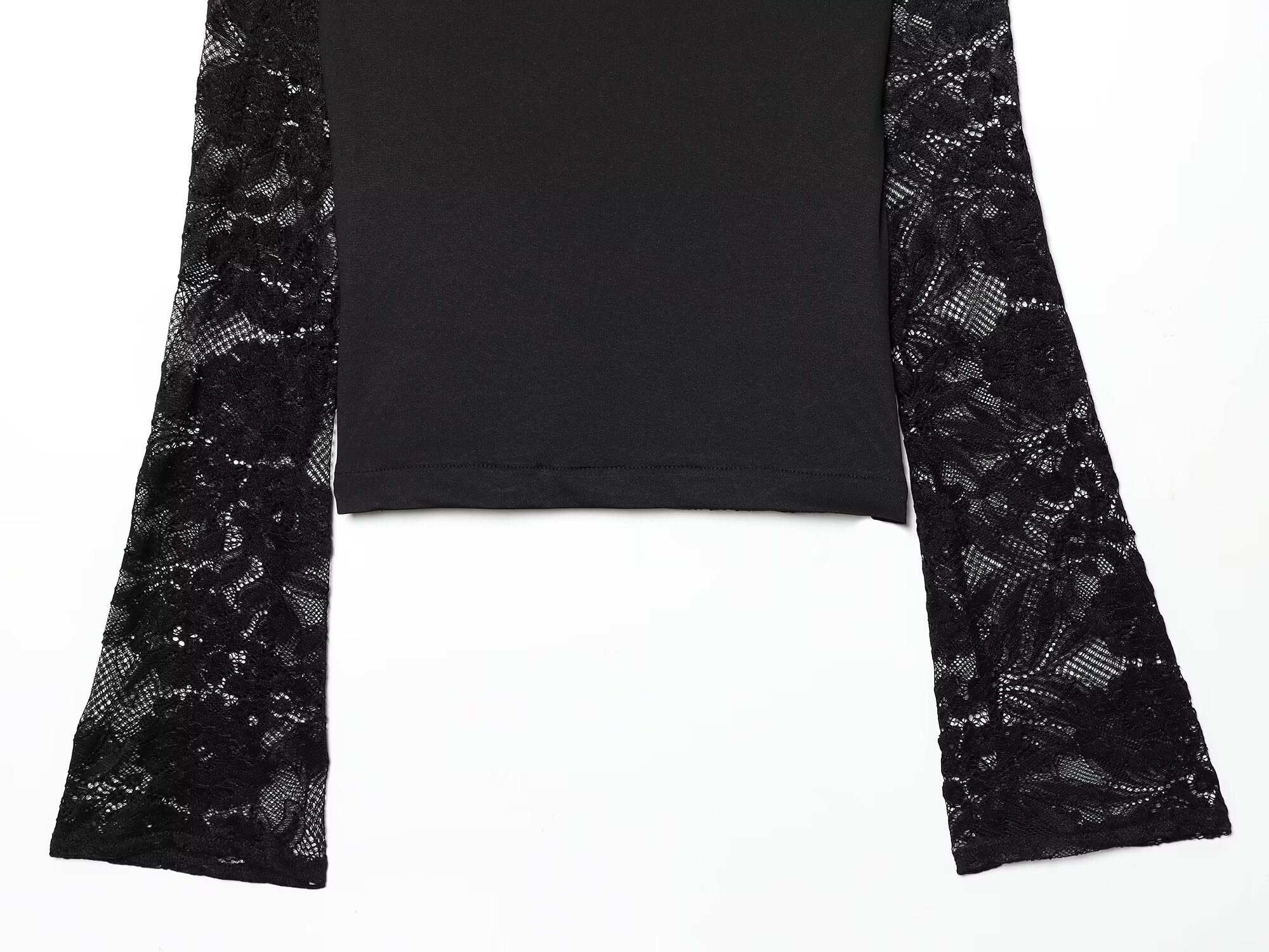 Women's lace patchwork hollow flared sleeve top