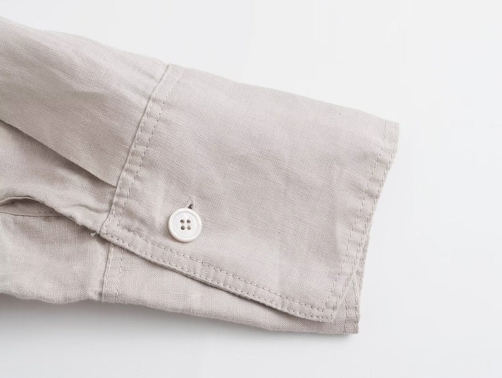 Women's casual linen blend asymmetrical shirt