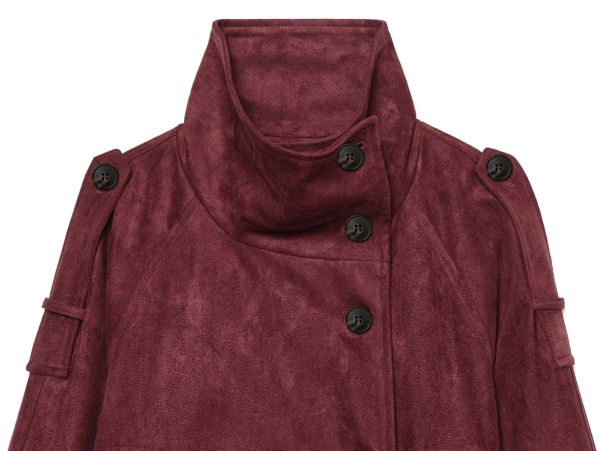 Women's with belt imitation suede jacket Coat