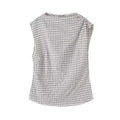 Women's 2025 new fashion draped collar plaid sleeveless shirt