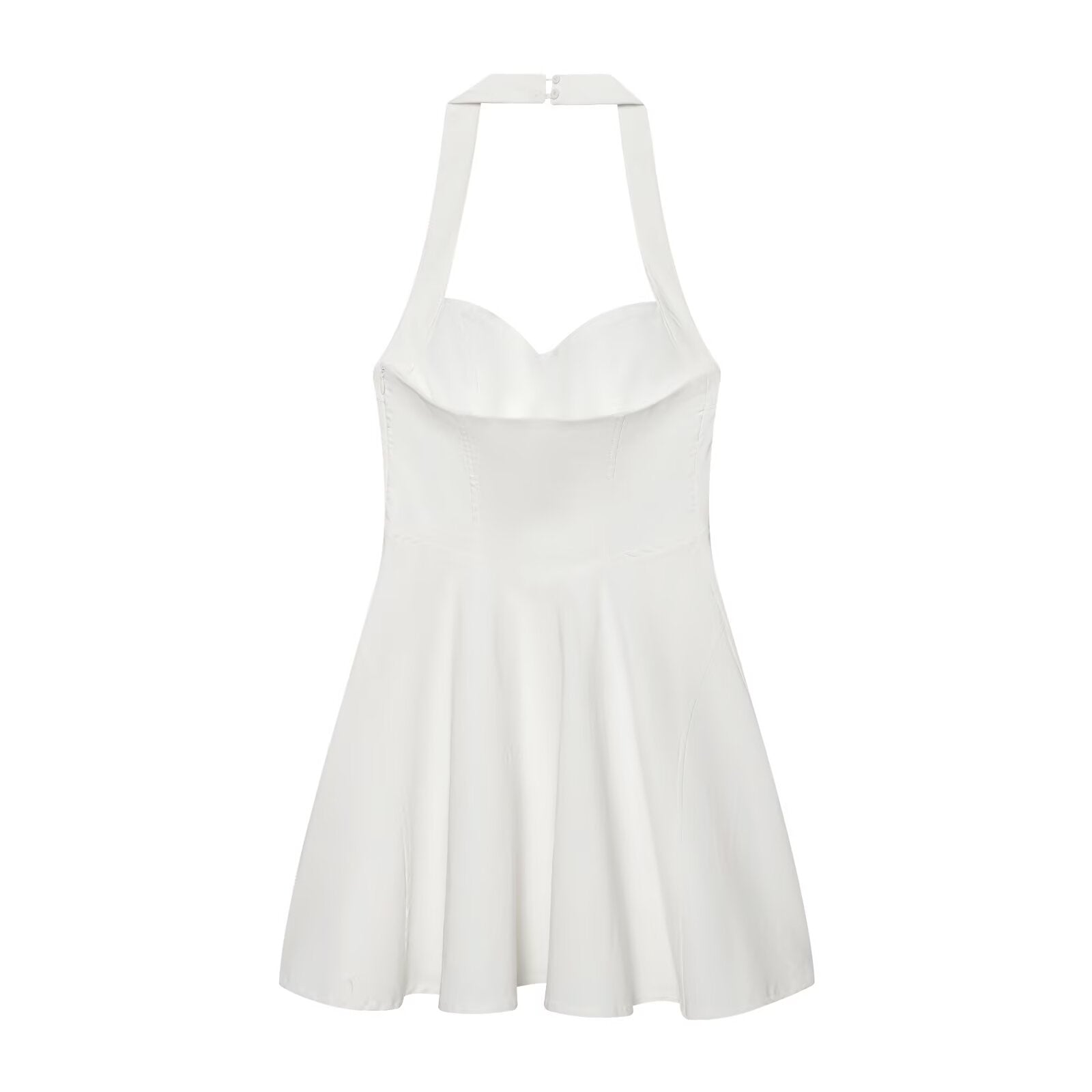 Women's sleeveless hanging neck wide hem dress