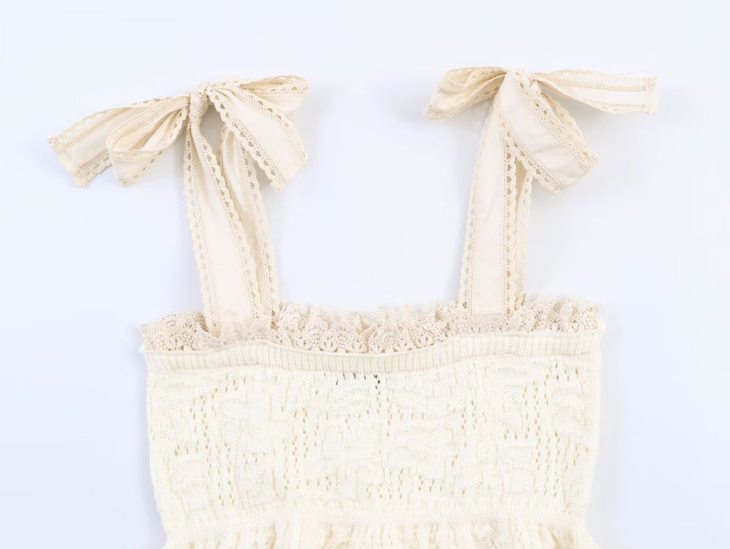 Women's bow decoration knitted top