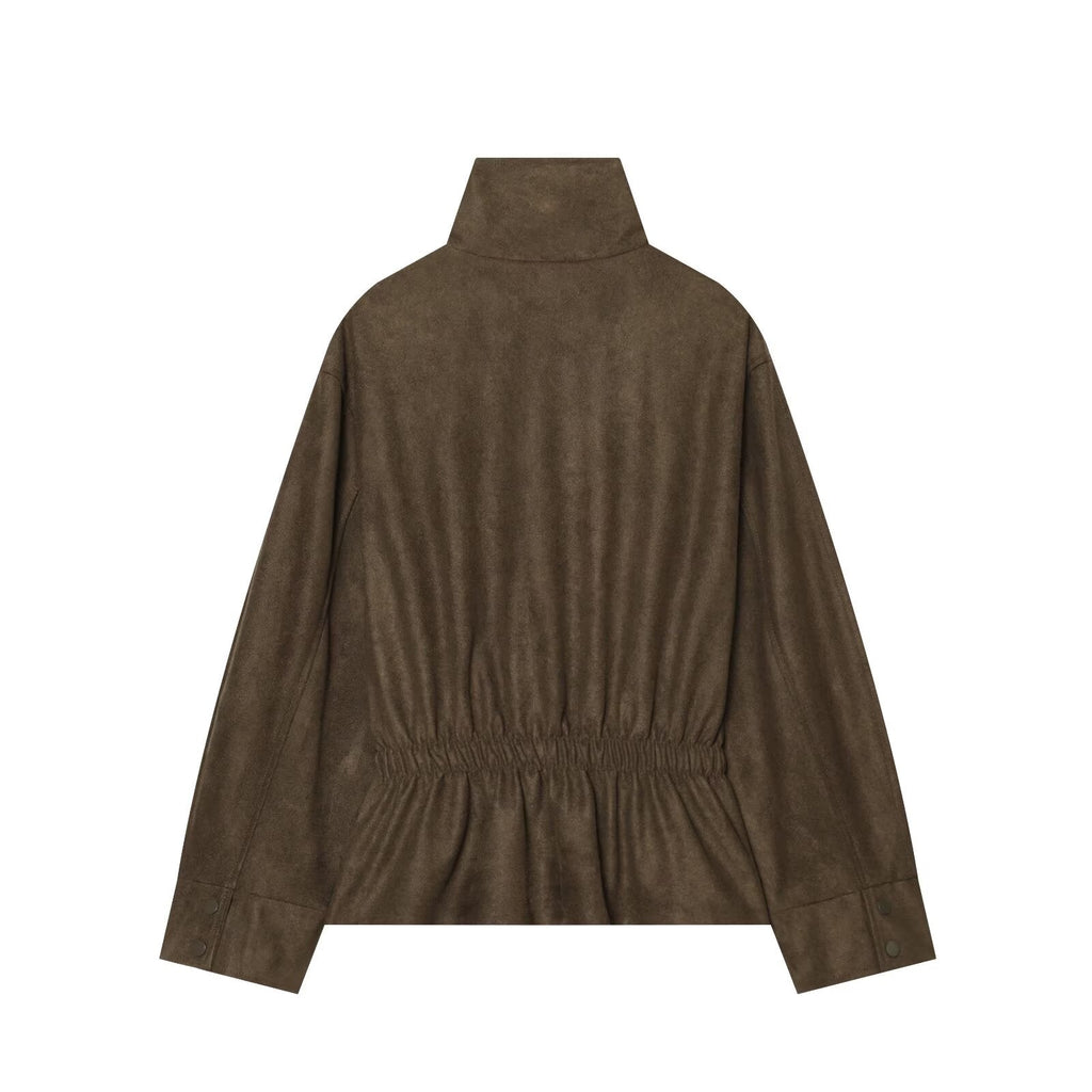 Women's with belt suede texture effect Coat