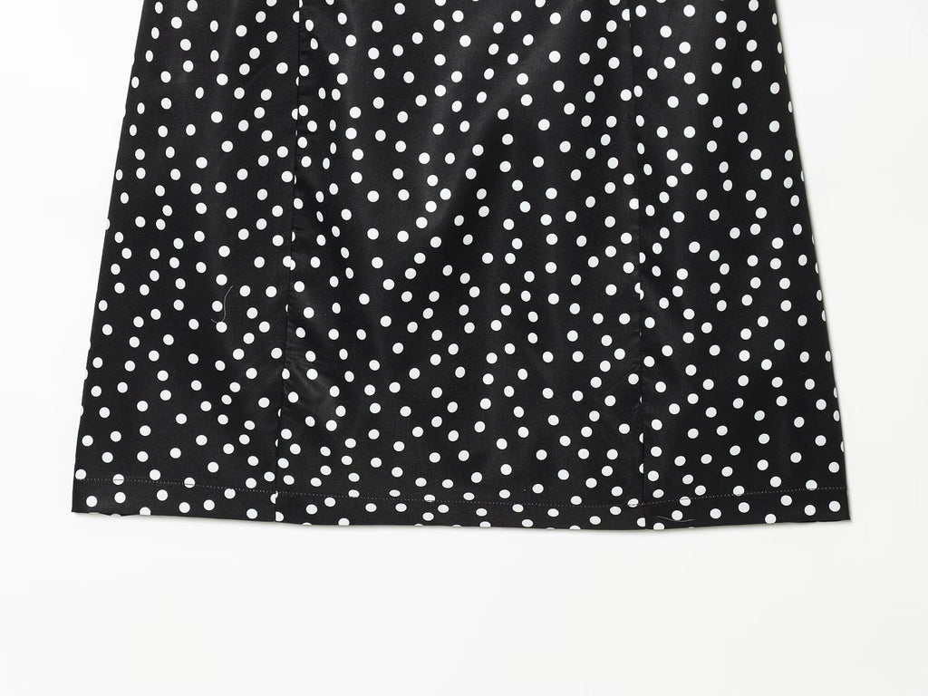 Women's polka dot suspender mini dress