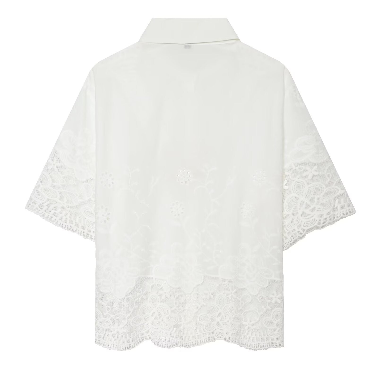 Women's casual hollowed out embroidered shirt