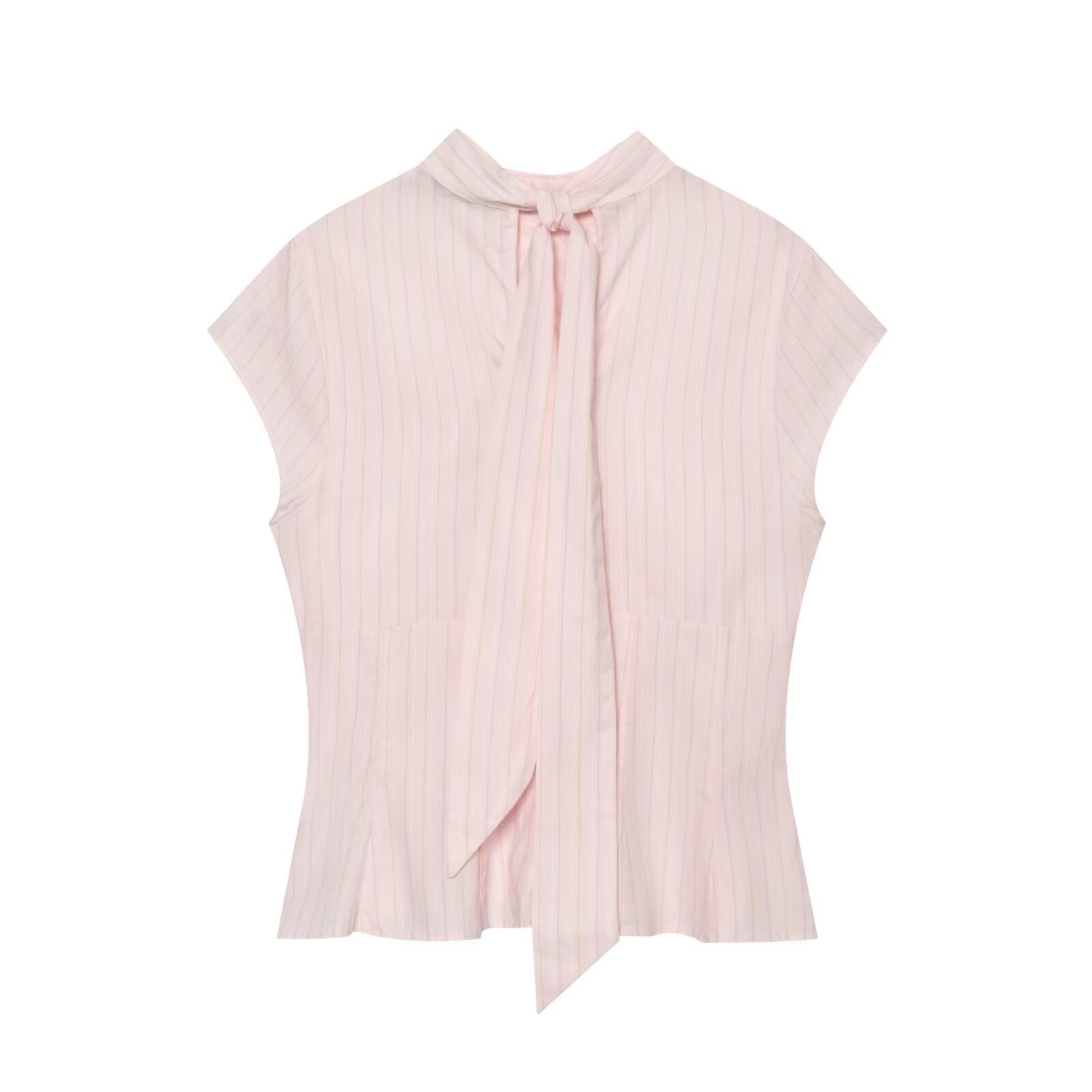 Women's bow decorated Split poplin top