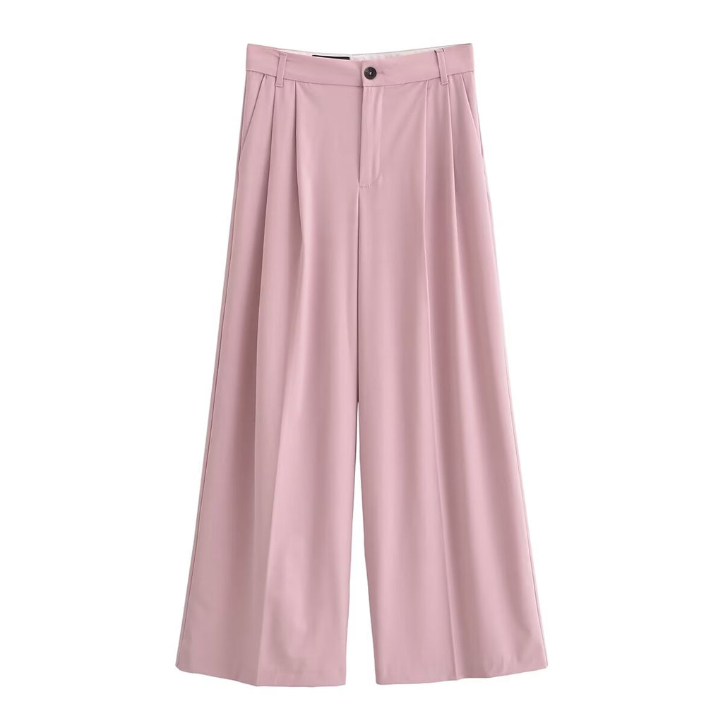 Women's loose double pleated casual pants