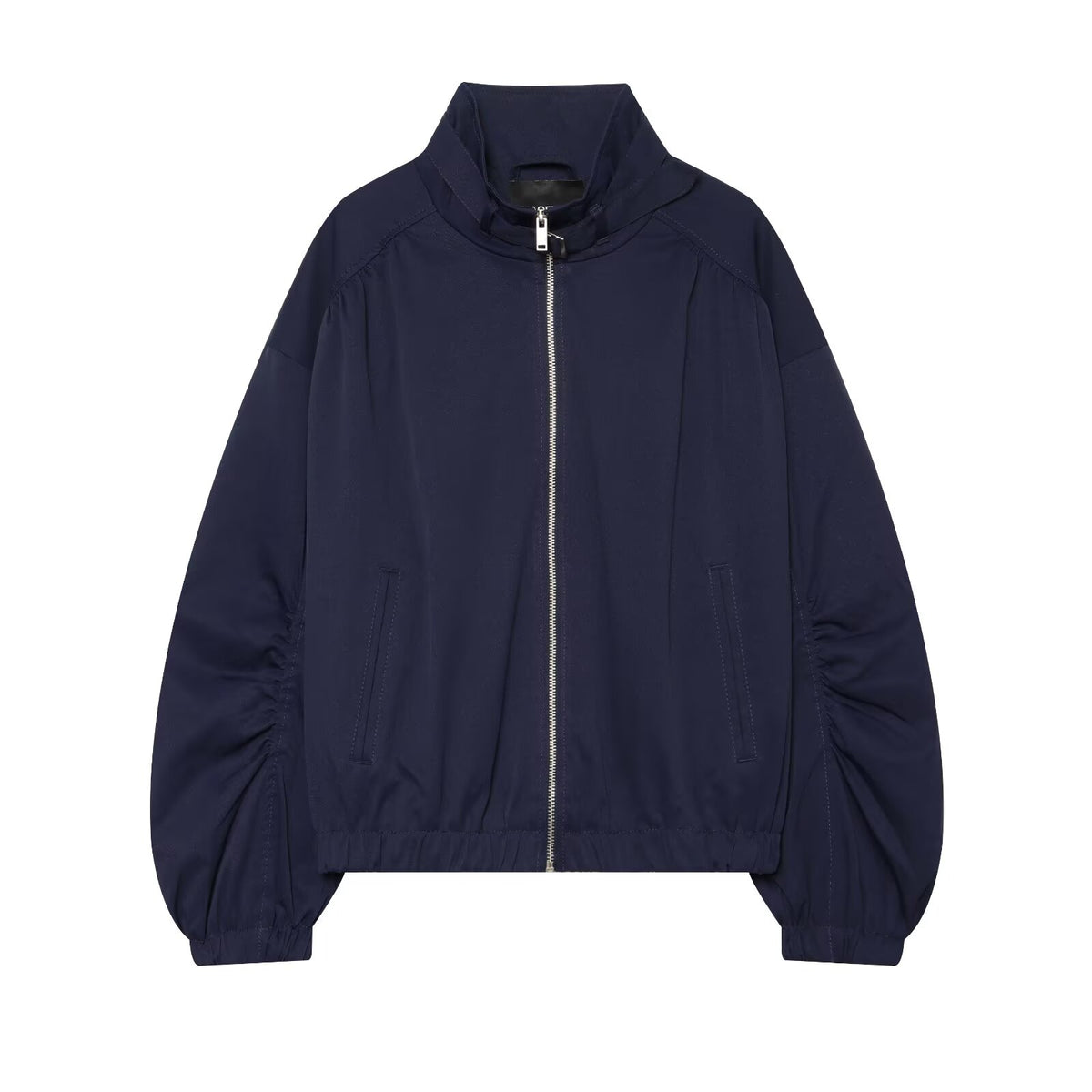 Women's pleated sleeve loose oversized pilot jacket