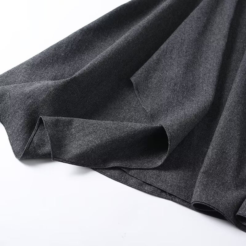 Women's irregular hem wool blend MIDI skirt