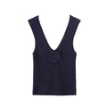 Women's 2025 new fashion flower decoration V-neck knitted vest
