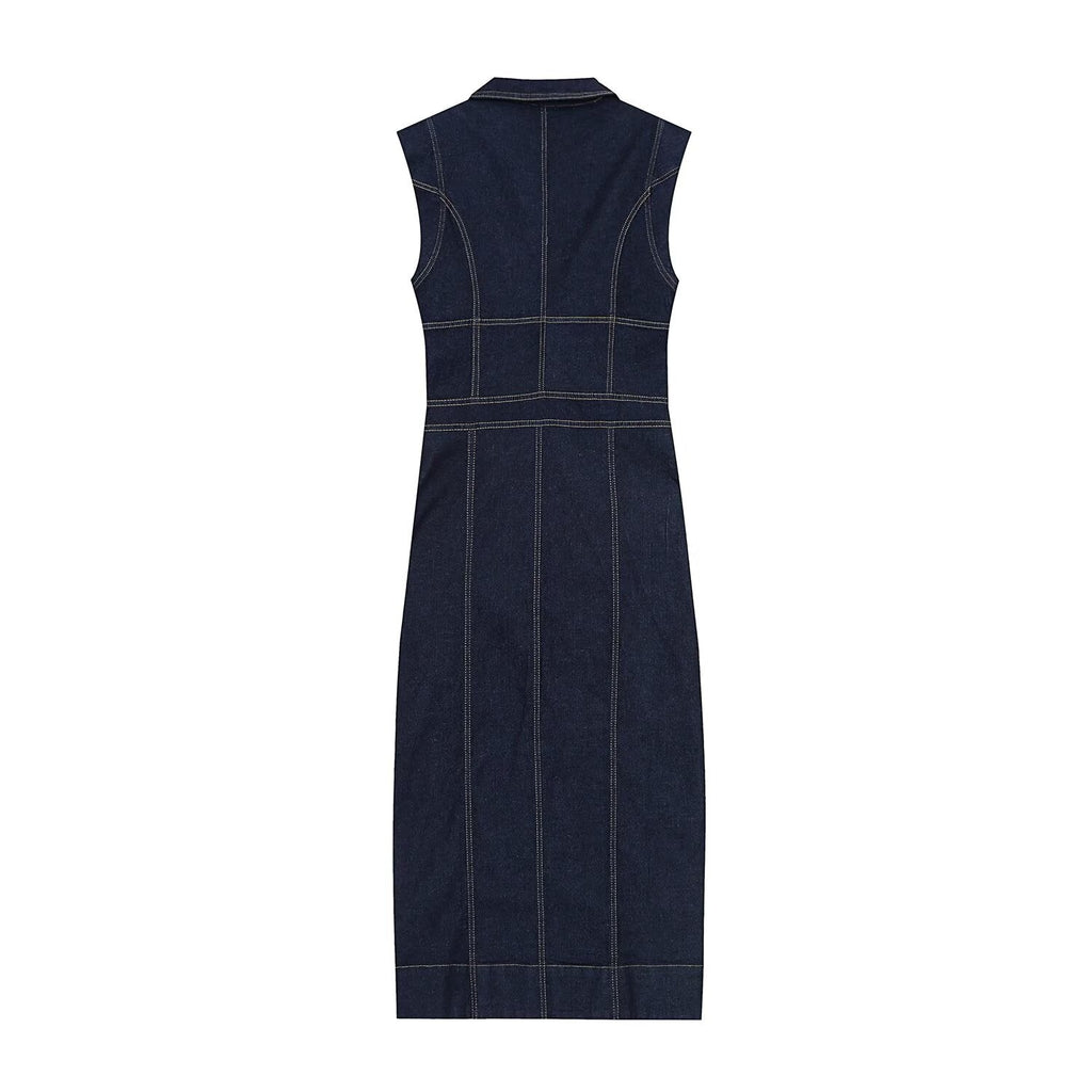 Women's sleeveless denim Midi dress
