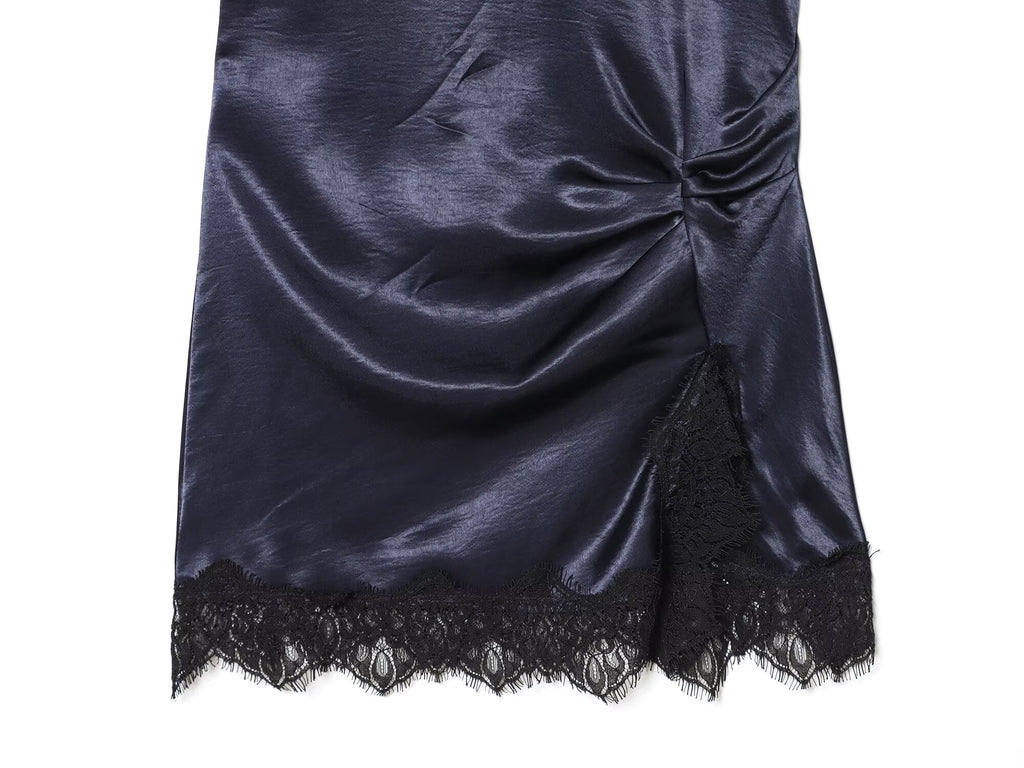 Women's satin textured sleeveless lace dress
