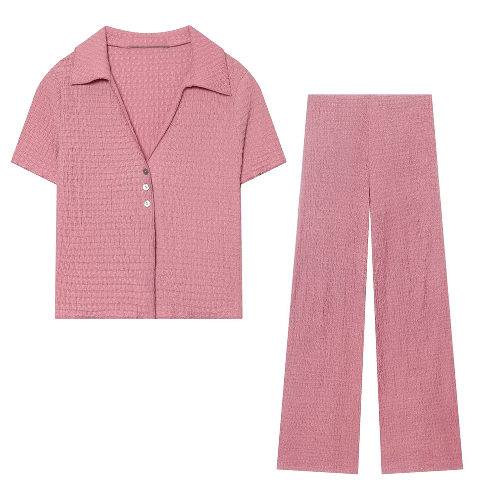 suit Women's 2 pieces short textured lapel Coat+Pants