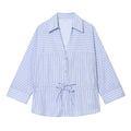 Women's bow decoration casual striped shirt