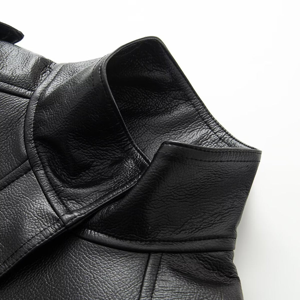 Women's black faux leather pilot jacket Coat