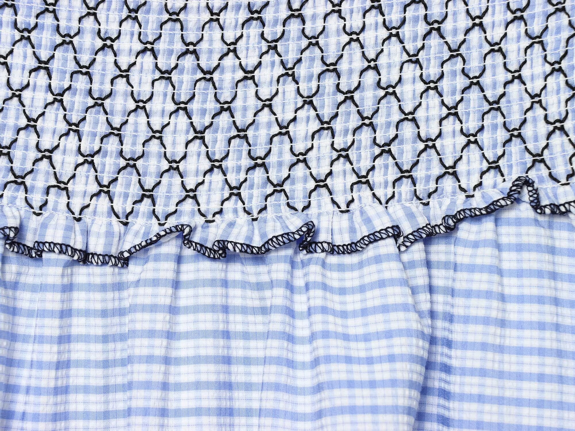 Women's casual embroidered checkered MIDI skirt