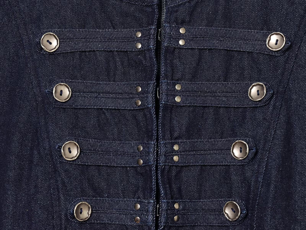 Women's buckle decoration short denim jacket