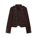 Women's short standing collar double breasted jacket