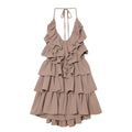 Women's layered decorative chiffon halter neck dress