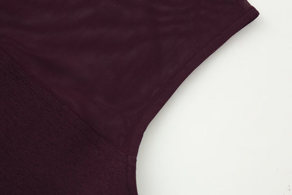 Women's sexy patchwork tulle bodysuit