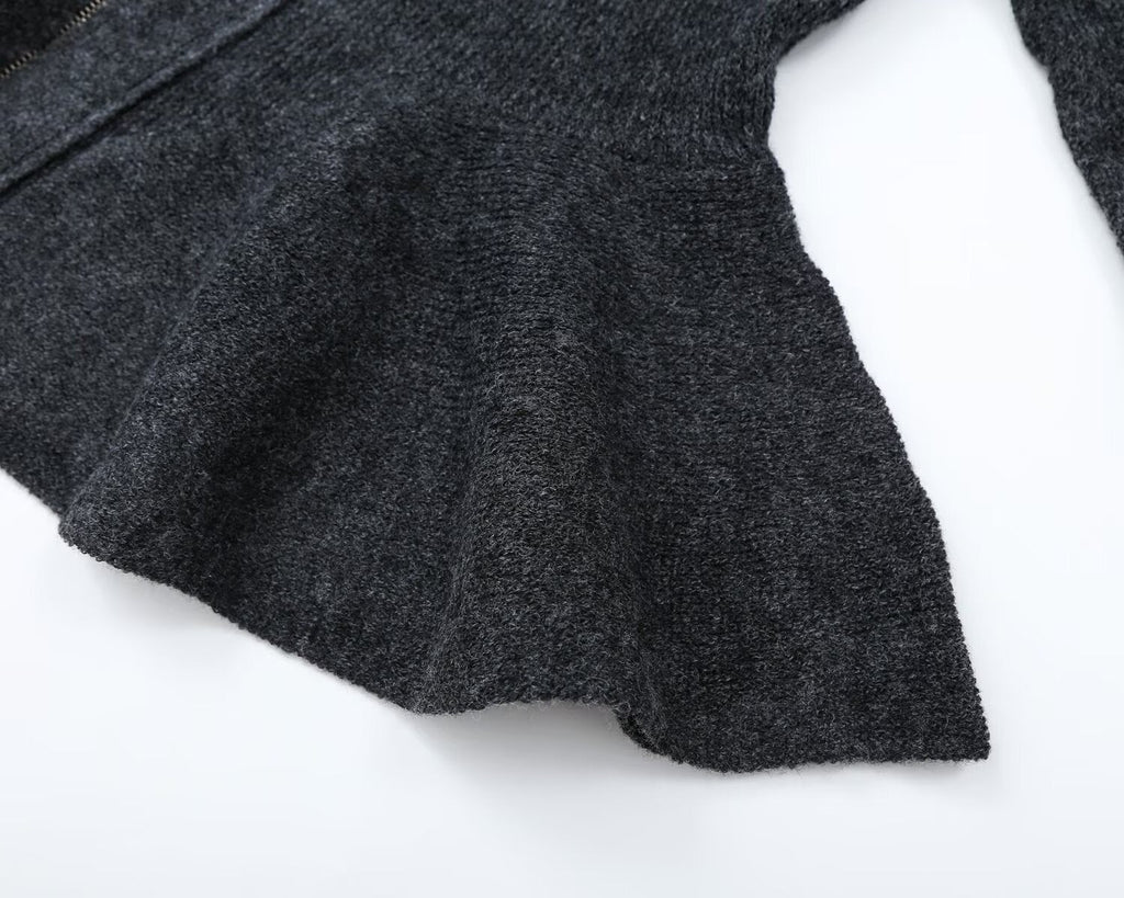 Women's short skirt style hem V-neck zipper Coat