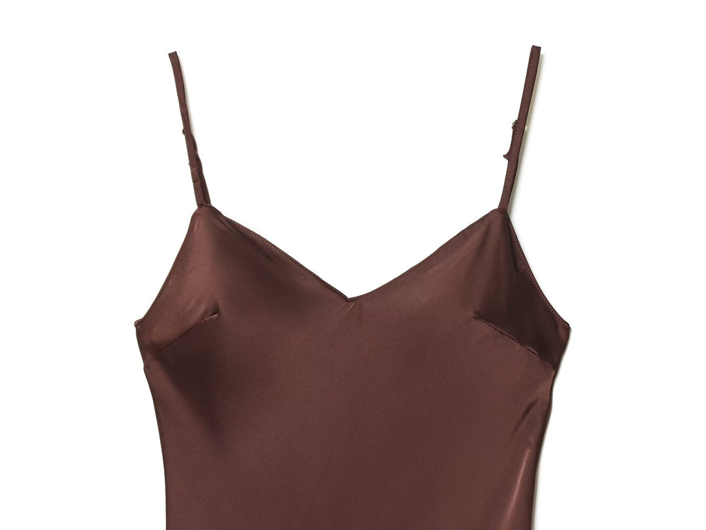 Women's lace satin textured suspender dress