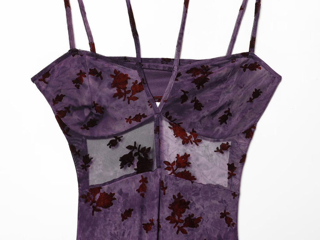 Women's sexy Plucked tulle MIDI dress