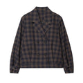 Women's casual double breasted plaid Coat