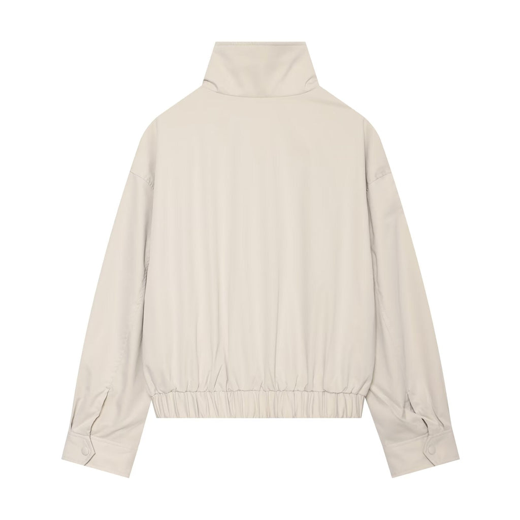 Women's With Belt loose stand collar jacket