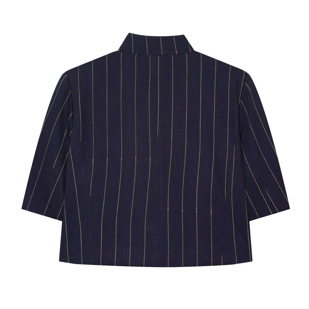 suit Women's 2 pieces linen blend striped jacket+Pants