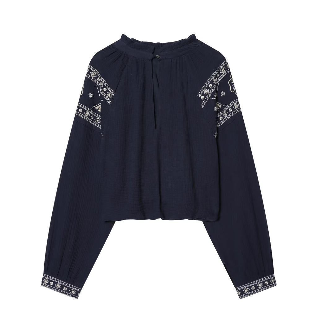 Women's embroidered decorative puffy shirt