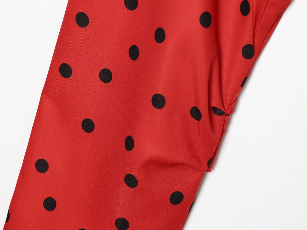 suit Women's 2 pieces lace up decorative polka dot Coat+shorts
