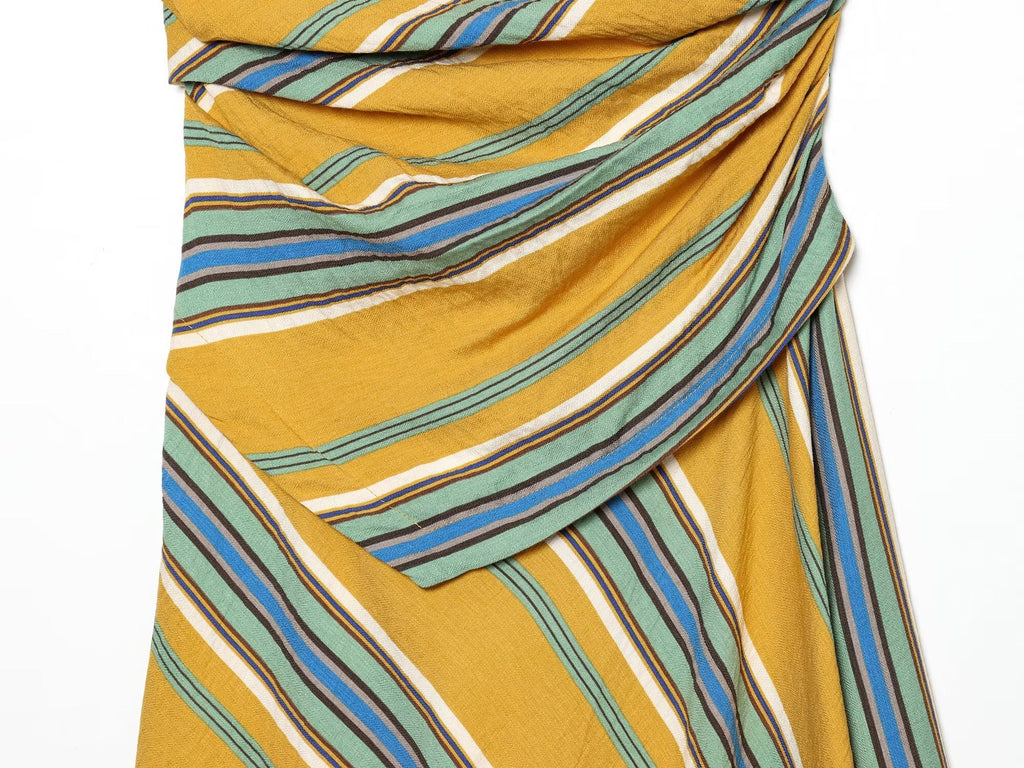 Women's asymmetrical striped MIDI dress