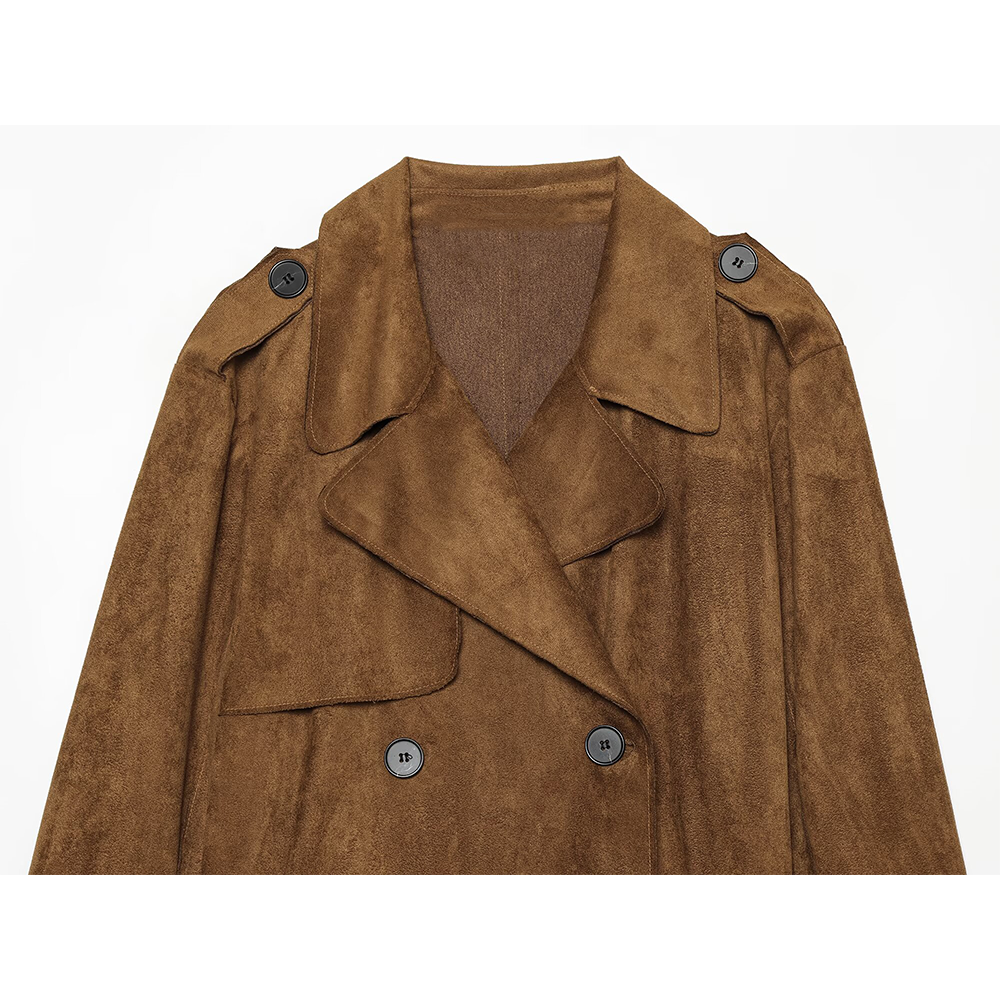 Women's with belt suede effect windbreaker Coat
