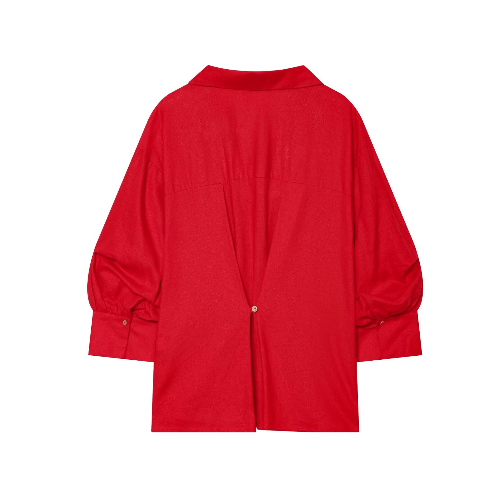 Women's bubble sleeve linen striped shirt