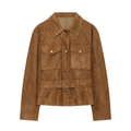 Women's with belt suede texture jacket Coat