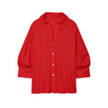 Women's bubble sleeve linen striped shirt