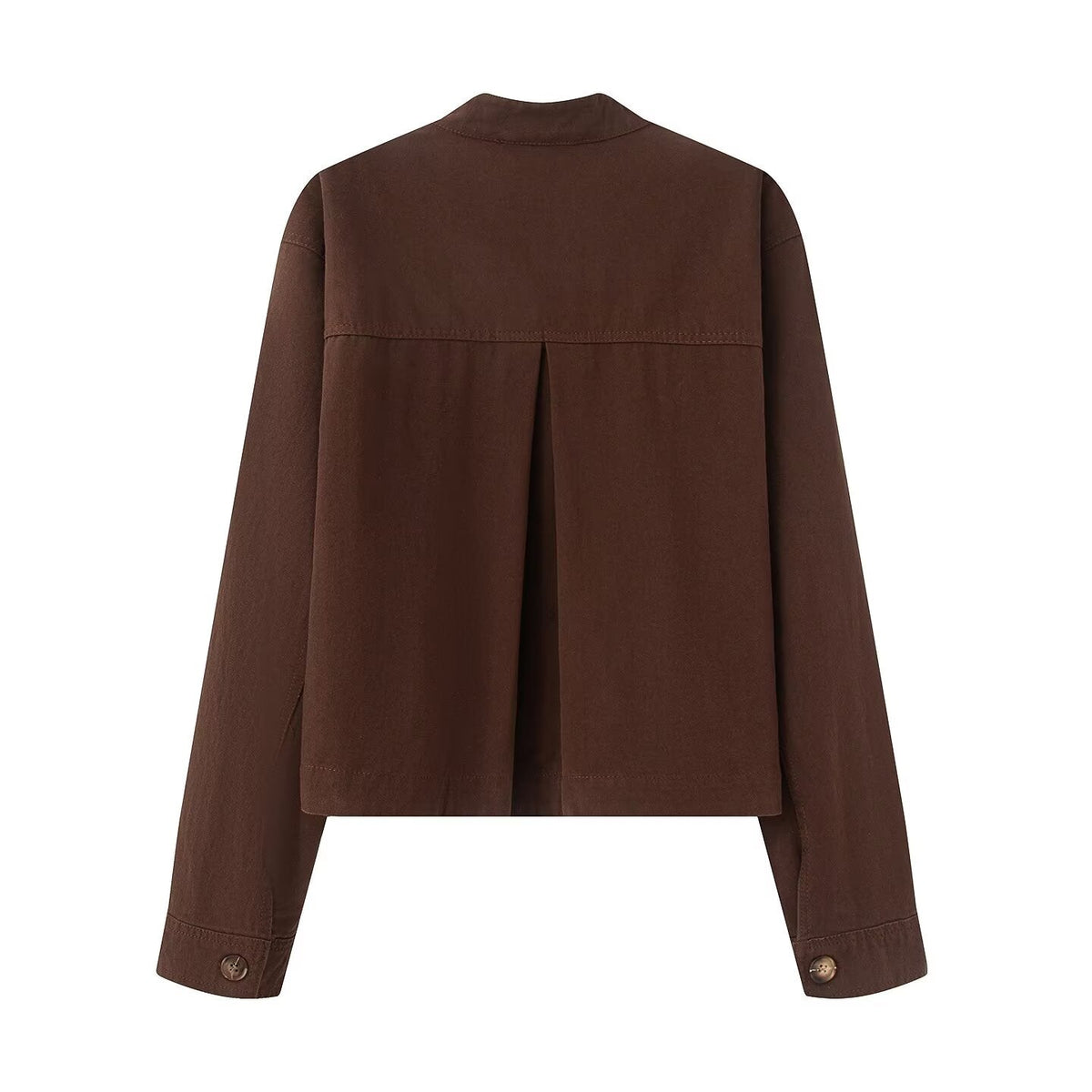 Women's casual stand collar twill coat