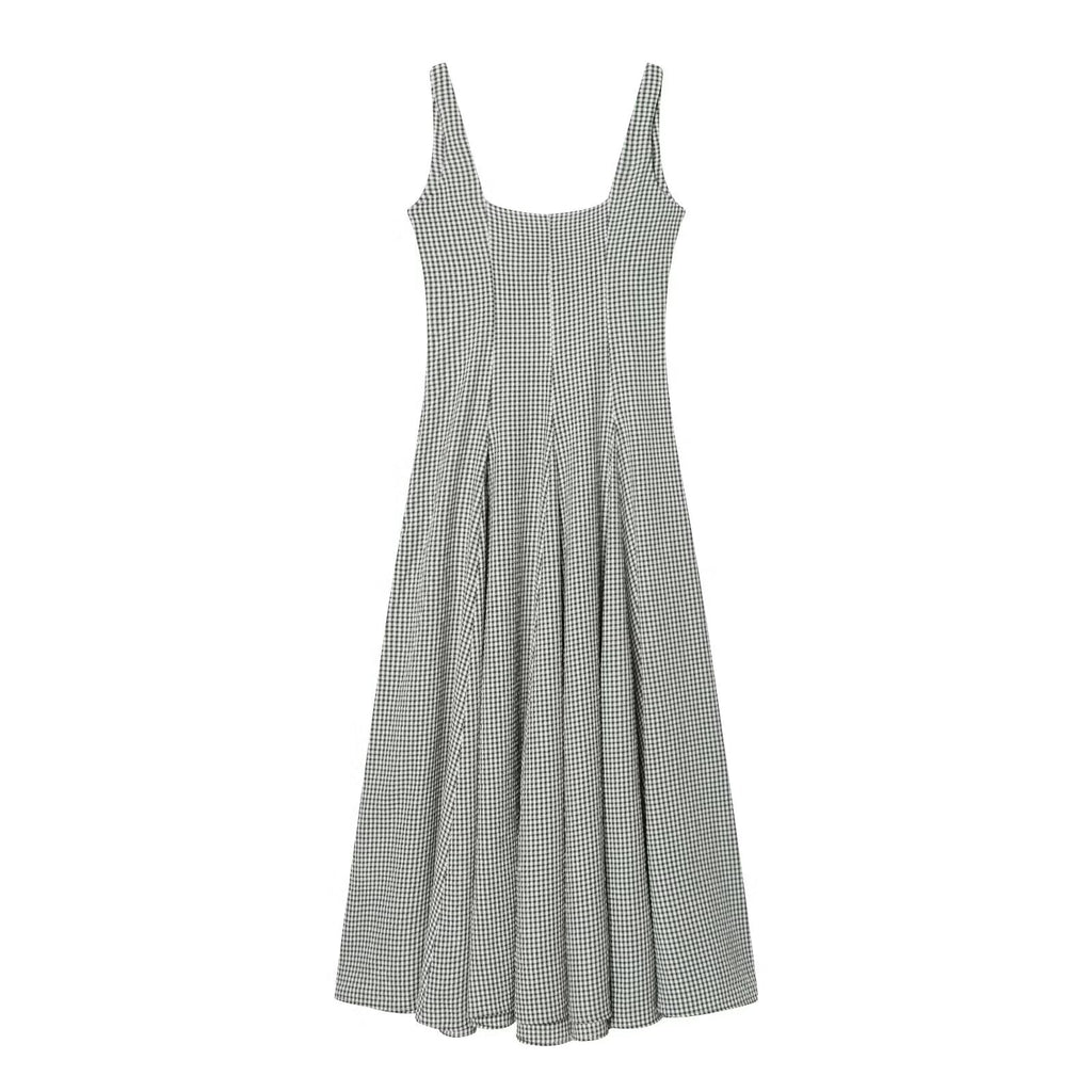 Women's sleeveless plaid MIDI dress